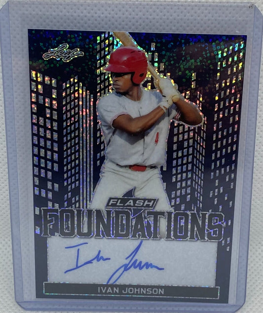 IVAN JOHNSON 2019 LEAF FLASH FOUNDATIONS ON CARD AUTO REDS PROSPECT #D 4/50