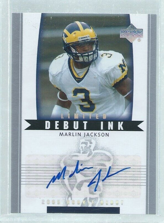 MARLIN JACKSON 2005 UD NFL ROOKIE LIMITED DEBUT INK AUTO RC