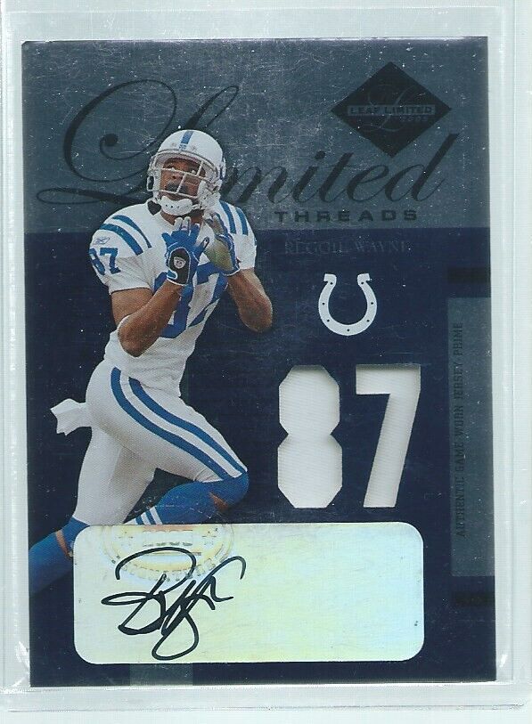REGGIE WAYNE 2005 LEAF LIMITED THREADS JERSEY AUTO #D 24/87