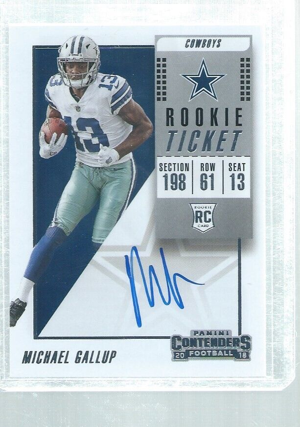 MICHAEL GALLUP 2018 CONTENDERS ROOKIE TICKET SP VARIATION ON CARD AUTO RC #126