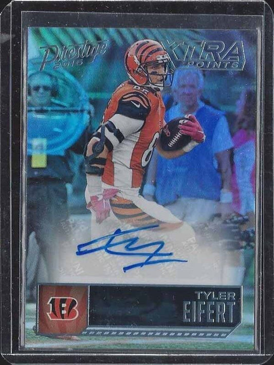 TYLER EIFERT 2016 PRESTIGE XTRA POINTS PLATINUM BLUE BENGALS AUTO #D 7/10