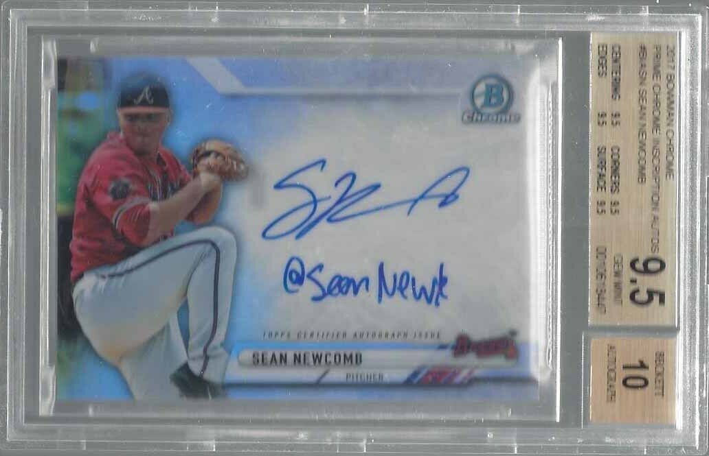SEAN NEWCOMB 2017 BOWMAN PRIME CHROME TWITTER INSCRIPTION AUTO /75 BGS 9.5 10 AU