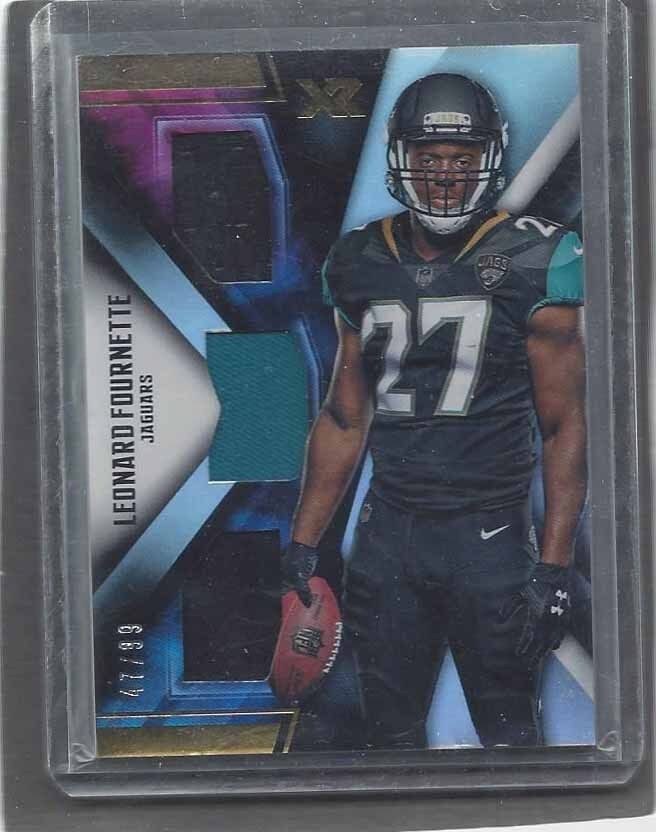 LEONARD FOURNETTE 2017 PANINI XR JAGUARS ROOKIE TRIPLE JERSEY RC #D 47/99