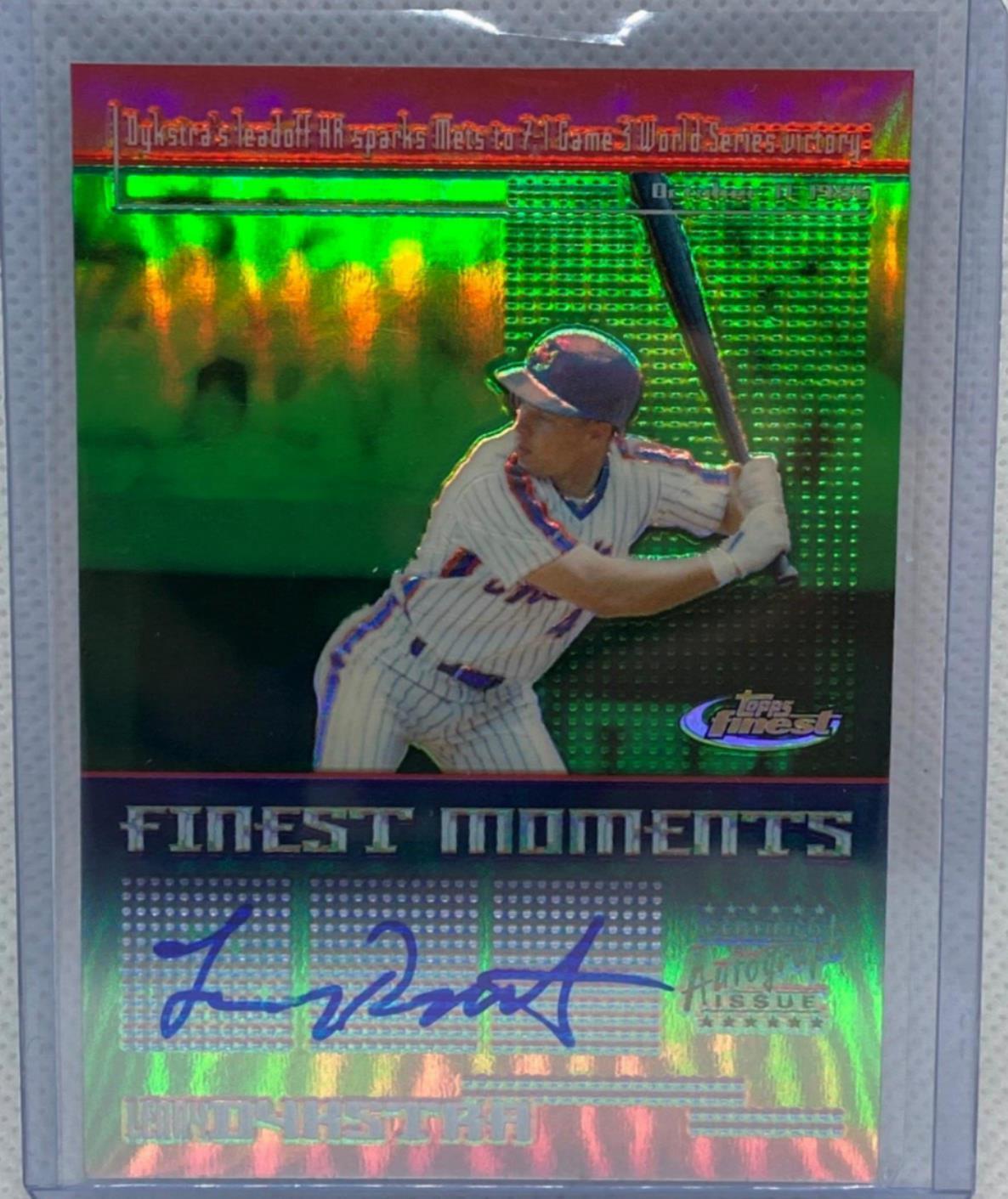 LENNY DYKSTRA 2004 TOPPS FINEST MOMENTS GREEN REFRACTOR ON CARD AUTO #FMA-LD