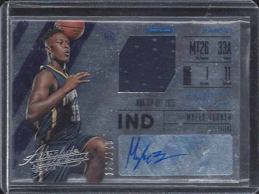 MYLES TURNER 2015-16 ABSOLUTE FREQUENT FLYERS PACERS ROOKIE JERSEY AUTO RC /149