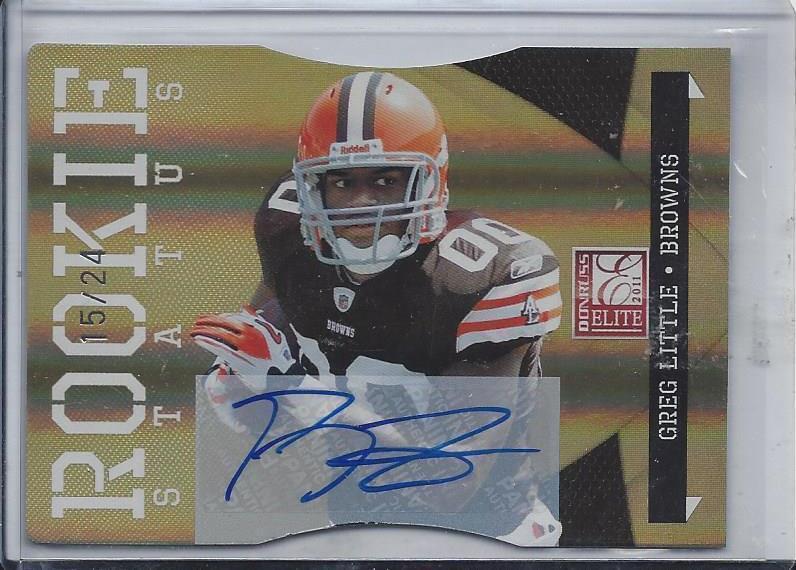 1/1 GREG LITTLE 2011 DONRUSS ELITE GOLD STATUS DIE CUT AUTO RC #D 15/24 JSY #15!