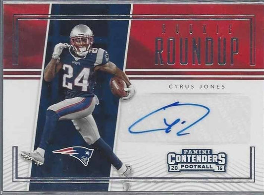 CYRUS JONES 2016 PANINI CONTENDERS ROOKIE ROUNDUP PATRIOTS AUTO RC #47