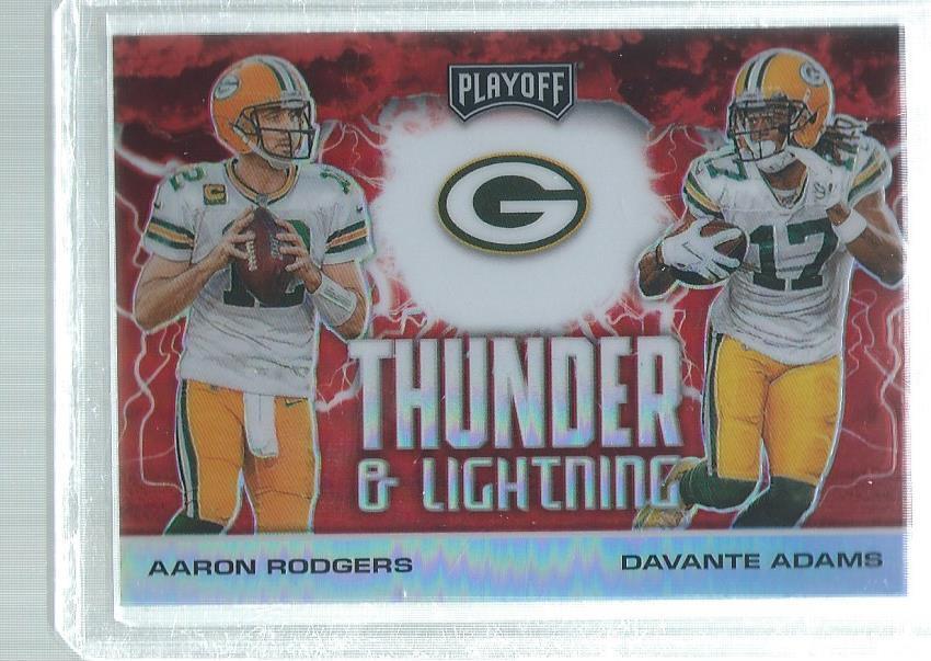 AARON RODGERS DAVANTE ADAMS 2020 PLAYOFF THUNDER & LIGHTNING RED PRIZM