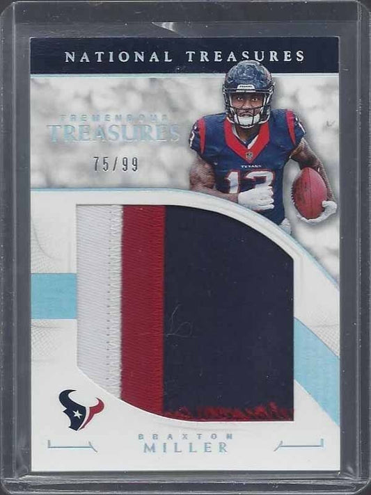 BRAXTON MILLER 2016 NATIONAL TREASURES TREMENDOUS JUMBO 3 COLOR PATCH RC #D /99