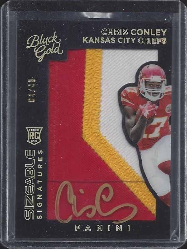 CHRIS CONLEY 2015 BLACK GOLD SIZEABLE SIGS JUMBO 3 COLOR PATCH AUTO RC #D 4/49