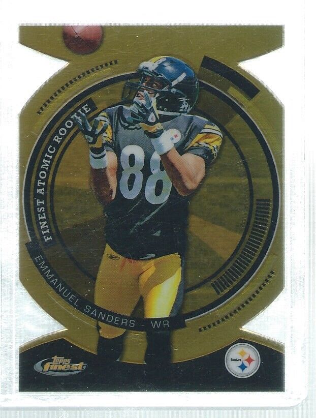 EMMANUEL SANDERS 2010 TOPPS FINEST ATOMIC DIE CUT GOLD REFRACTOR RC #D 18/50