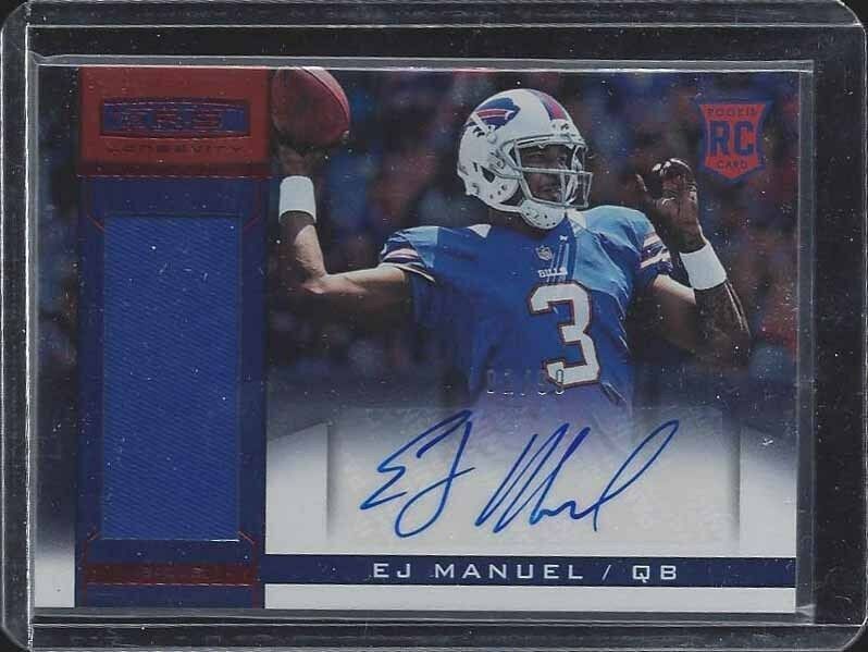 E.J. MANUEL 2013 ROOKIES & STARS LONGEVITY ROOKIE JERSEY AUTO RC #D 1/99  99/99