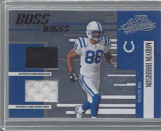 MARVIN HARRISON 2004 ABSOLUTE BOSS HOGGS DUAL JERSEY + SHOE CLEAT PATCH #D /125