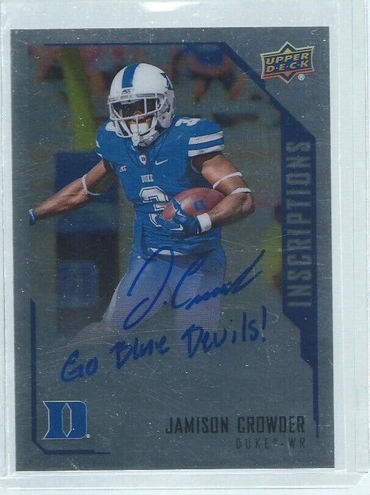 JAMISON CROWDER 2015 UP INSCRIPTIONS "GO BLUE DEVILS!" ON CARD AUTO RC