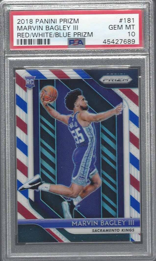 MARVIN BAGLEY III 2018-19 PANINI PRIZM RED WHITE BLUE PRIZMS RC #181 PSA 10 GEM