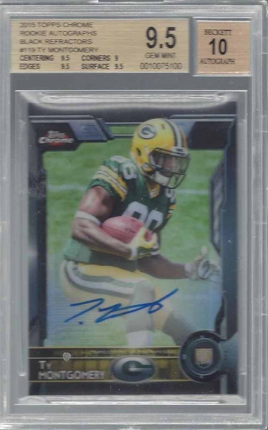 TY MONTGOMERY 2015 TOPPS CHROME BLACK REFRACTOR AUTO RC #D /25 BGS 9.5 10 POP 2