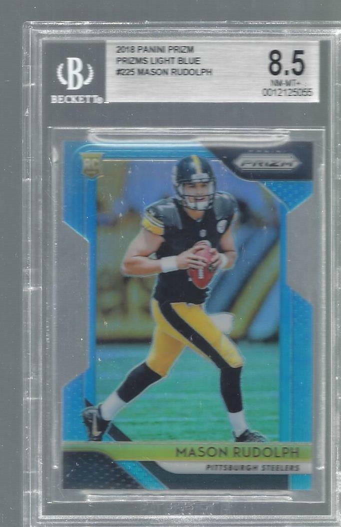 MASON RUDOLPH 2018 PANINI PRIZM LIGHT BLUE PRIZMS DIE CUT RC #D 107/199 BGS 8.5