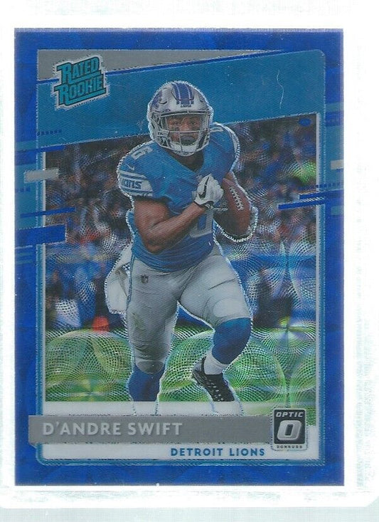 D'ANDRE SWIFT 2020 DONRUSS OPTIC HOLO RATED ROOKIE BLUE SCOPE HOLO RC #159