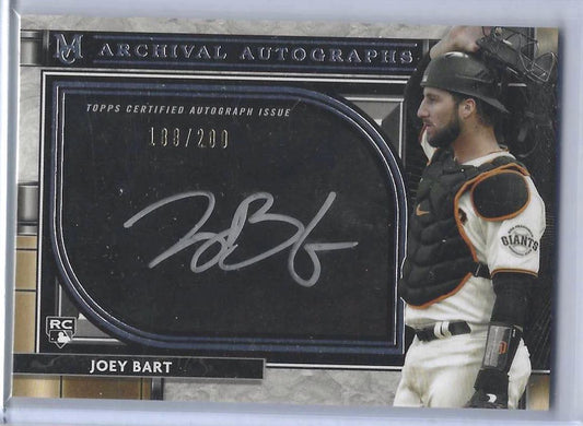 JOEY BART 2021 TOPPS MUSEUM COLLECTION ARCHIVAL SILVER INK AUTO RC #d 188/200