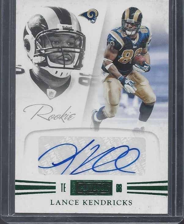 LANCE KENDRICKS 2011 PANINI PLAYBOOK GREEN ROOKIE AUTO RC #D 1/5
