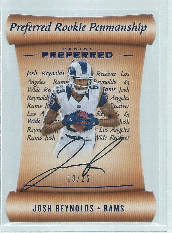 JOSH REYNOLDS 2017 PREFERRED PENMANSHIP DIE CUT ON CARD AUTO BLUE RC #D 19/25