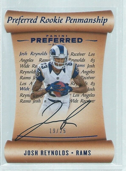 JOSH REYNOLDS 2017 PREFERRED PENMANSHIP DIE CUT ON CARD AUTO BLUE RC #D 19/25