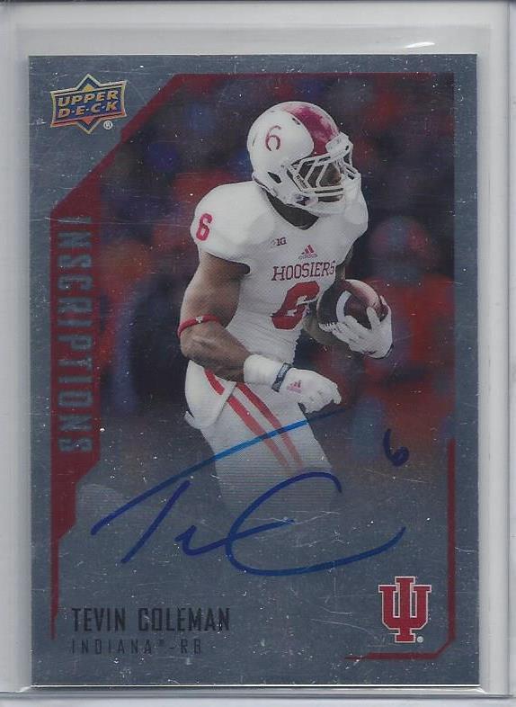 TEVIN COLEMAN 2015 UPPER DECK UD INSCRIPTIONS INDIANA ON CARD ROOKIE AUTO RC