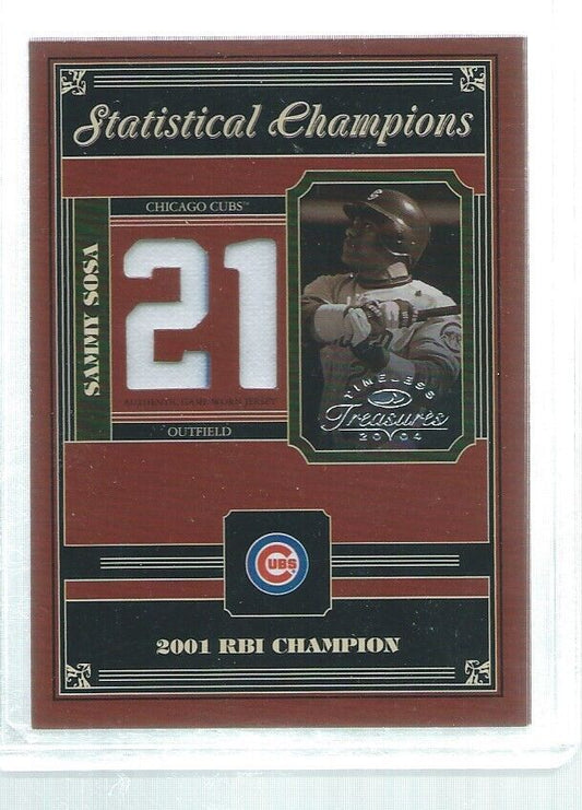 SAMMY SOSA 2004 DONRUSS TIMELESS TREASURES STATISTICAL CHAMPIONS JERSEY #D 20/21
