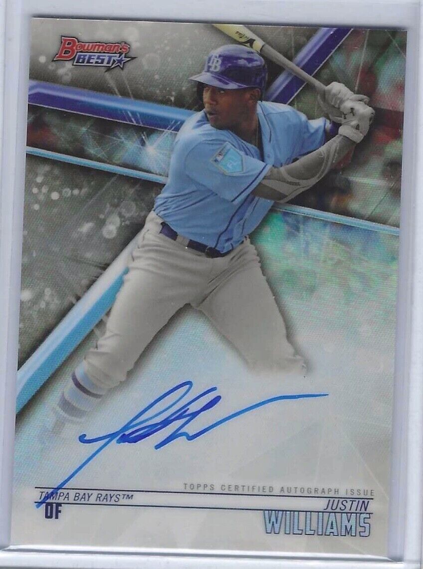 JUSTIN WILLIAMS 2018 BOWMANS BEST ON CARD PROSPECT REFRACTOR AUTO #B18-JW