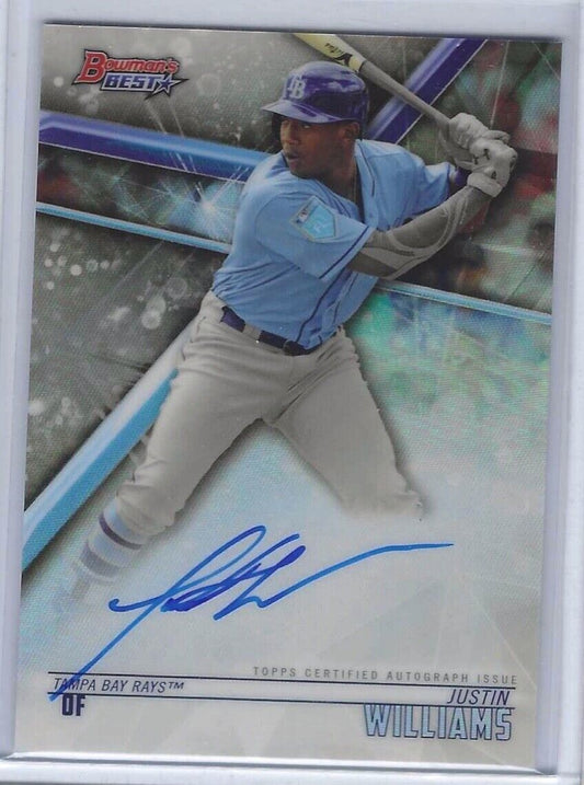 JUSTIN WILLIAMS 2018 BOWMANS BEST ON CARD PROSPECT REFRACTOR AUTO #B18-JW