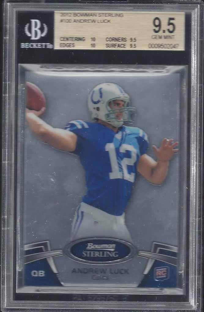 ANDREW LUCK 2012 BOWMAN STERLING TRUE ROOKIE RC #100 (2) 10 SUBS BGS 9.5 GEM MT