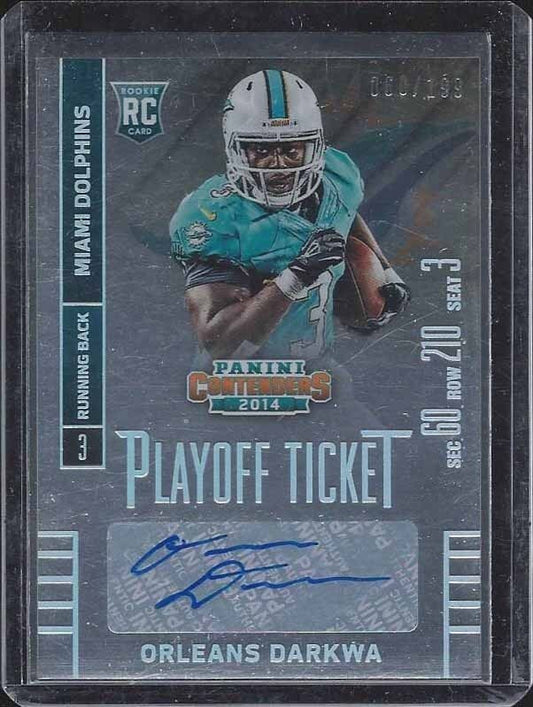 ORLEANS DARKWA 2014 CONTENDERS PLAYOFF TICKET VARIATION ROOKIE AUTO RC #D 60/199