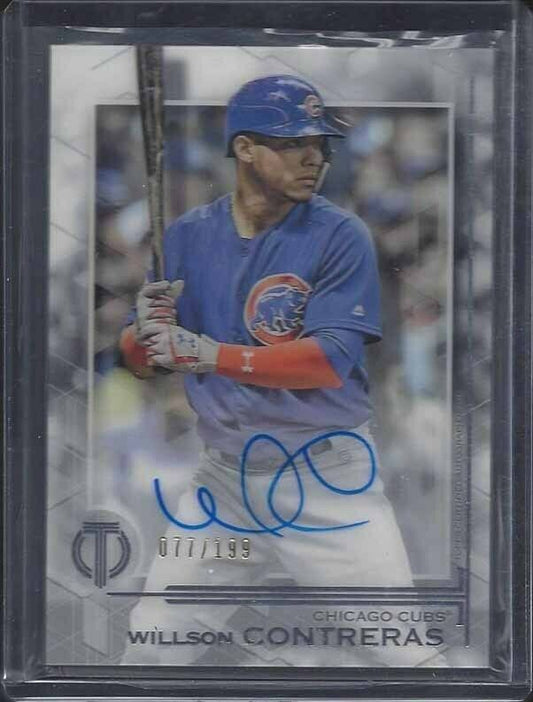 WILLSON CONTRERAS 2019 TOPPS TRIBUTE CUBS ON CARD AUTO #D 77/199