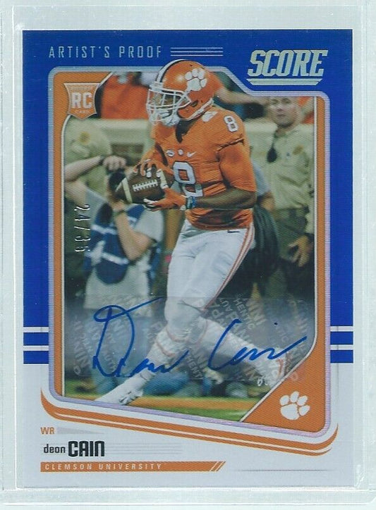 DEON CAIN 2018 PANINI SCORE ARTIST'S PROOF AUTO BLUE RC #D /35