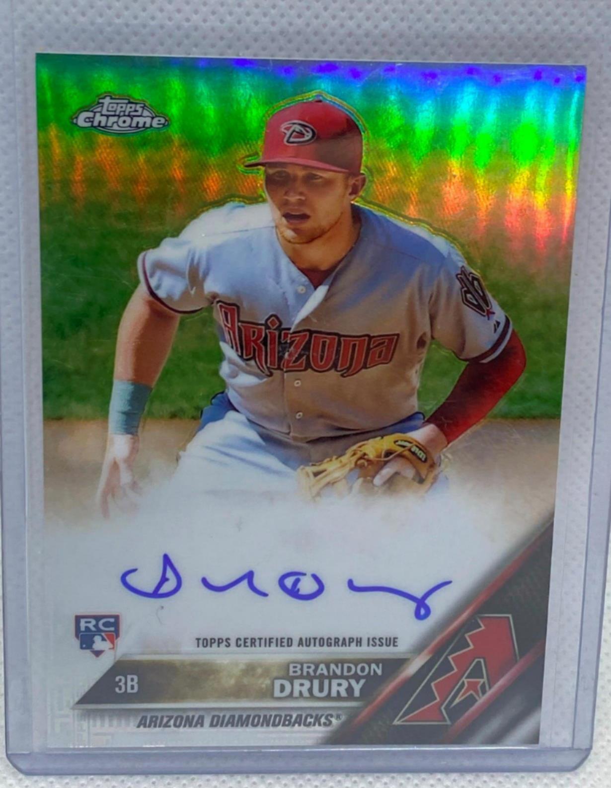BRANDON DURY 2016 TOPPS CHROME REFRACTOR ON CARD AUTO RC #D 74/499