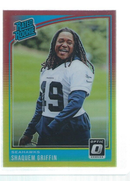 SHAQUEM GRIFFIN 2018 DONRUSS OPTIC HOLO RATED ROOKIE RED YELLOW RC #196