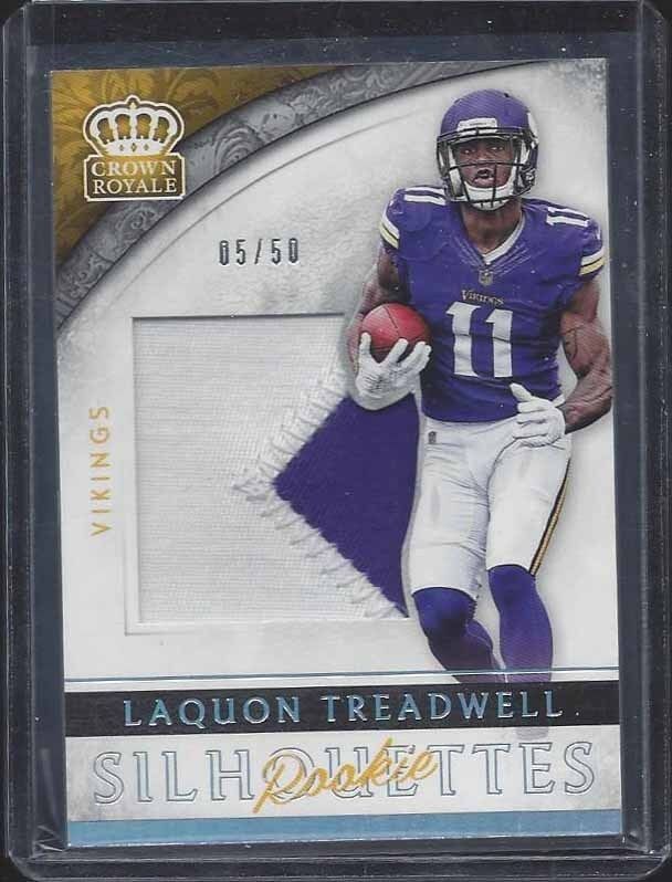 LAQUON TREADWELL 2016 CROWN ROYALE SILHOUETTE SILVER JUMBO 2 COLOR PATCH RC /50