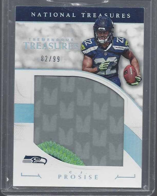 C.J. PROSISE 2016 NATIONAL TREASURES TREMENDOUS JUMBO 3 COLOR PATCH RC #D 82/99