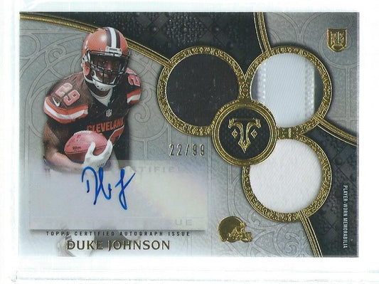 DUKE JOHNSON 2015 TOPPS TRIPLE THREADS TRIPLE PATCH AUTO RC #D 22/99