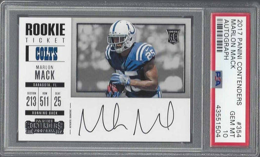 MARLON MACK 2017 CONTENDERS HORIZ VARIATION ROOKIE TICKET AUTO RC PSA 10 POP 9