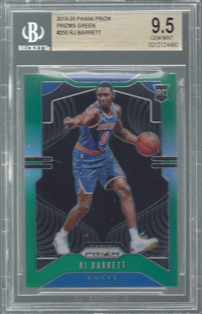 RJ BARRETT 2019-20 PANINI PRIZM GREEN ROOKIE PRIZMS RC #250 BGS 9.5 GEM MINT