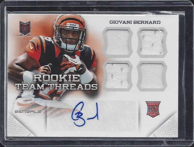 1/1 GIOVANI BERNARD 2013 MOMENTUM ROOKIE QUAD JERSEY AUTO RC #D 25/49 JERSEY #25