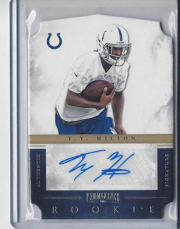 1/1 T.Y. HILTON 2012 PROMINENCE DIE CUT ROOKIE AUTO RC #D 13/499 HIS JERSEY #13!