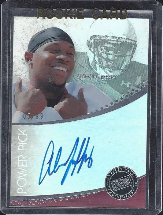 ALSHON JEFFERY 2012 PRESS PASS POWER PICK ON CARD BEARS ROOKIE AUTO RC #D 5/99
