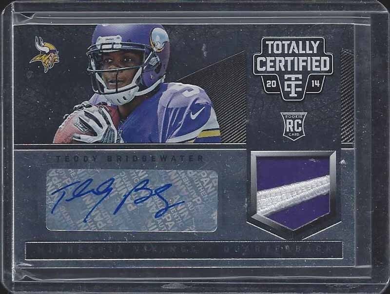 TEDDY BRIDGEWATER 2014 TOTALLY CERTIFIED BLACK RPA NIKE PATCH AUTO RC #D 1/1