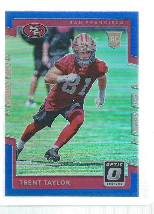 TRENT TAYLOR 2017 DONRUSS OPTIC HOLO BLUE ROOKIE RC #D 65/149