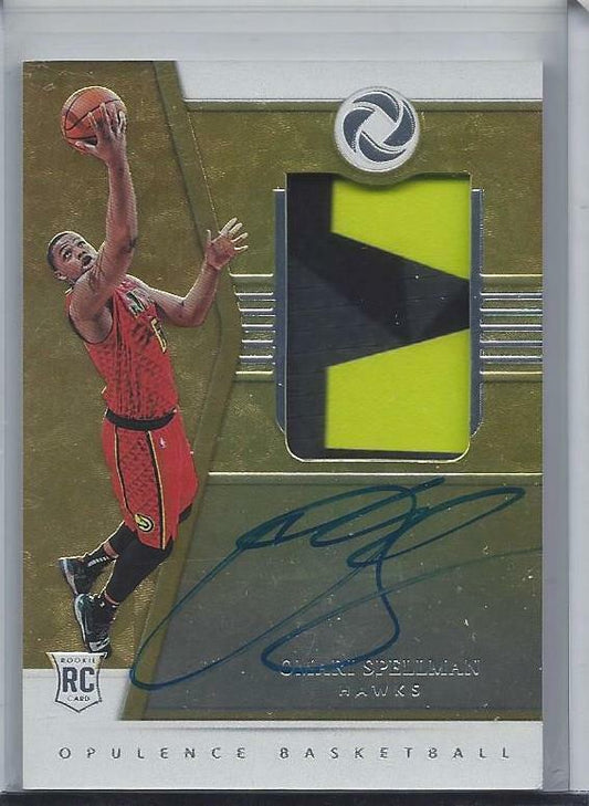 OMARI SPELLMAN 2018-19 PANINI OPULENCE RPA 2 COLOR PATCH ON CARD AUTO RC #D /79
