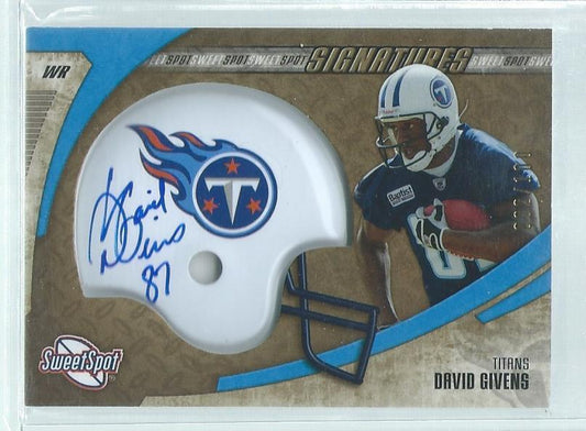 DAVID GIVENS 2006 UD SWEET SPOT SIGNATURES GOLD HELMET ON CARD AUTO #D 2/100