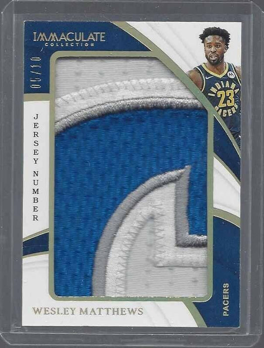 WESLEY MATTHEWS 2018-19 IMMACULATE JERSEY NUMBER 3 COLOR JUMBO PATCH #D 5/10