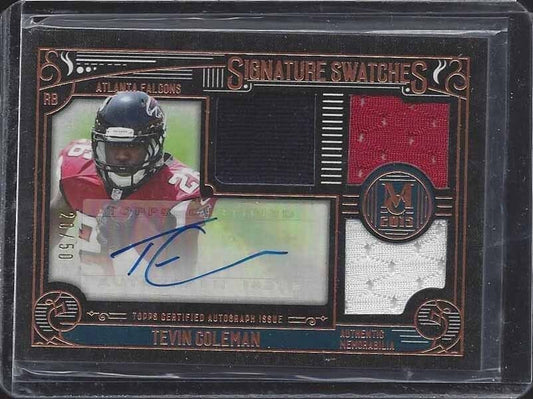 TEVIN COLEMAN 2015 TOPPS MUSEUM BRONZE ROOKIE TRIPLE JERSEY AUTO RC #/50
